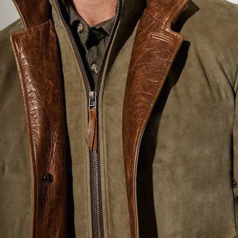 Veste automne homme décontracté avec finitions en simili-cuir -Pierre