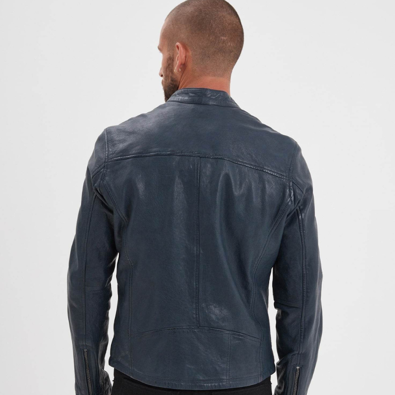 Veste automne homme en cuir style motard, élégante -Xavier