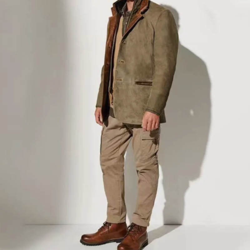 Veste automne homme décontracté avec finitions en simili-cuir -Pierre