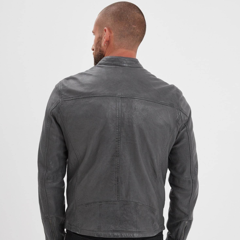Veste automne homme en cuir style motard, élégante -Xavier