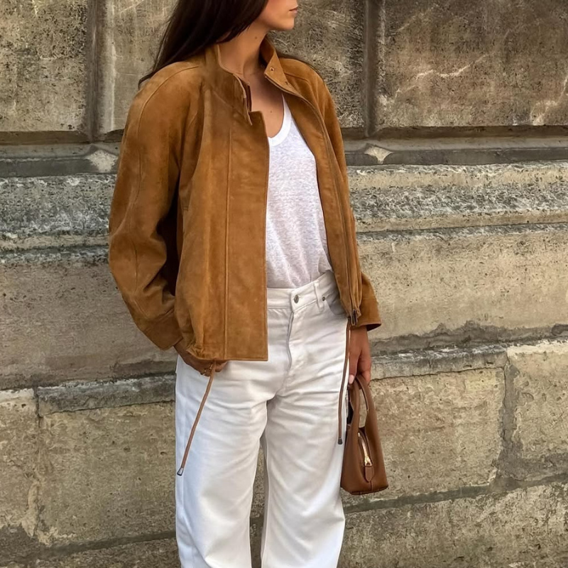 Veste automne femme en suédine légère-Amira