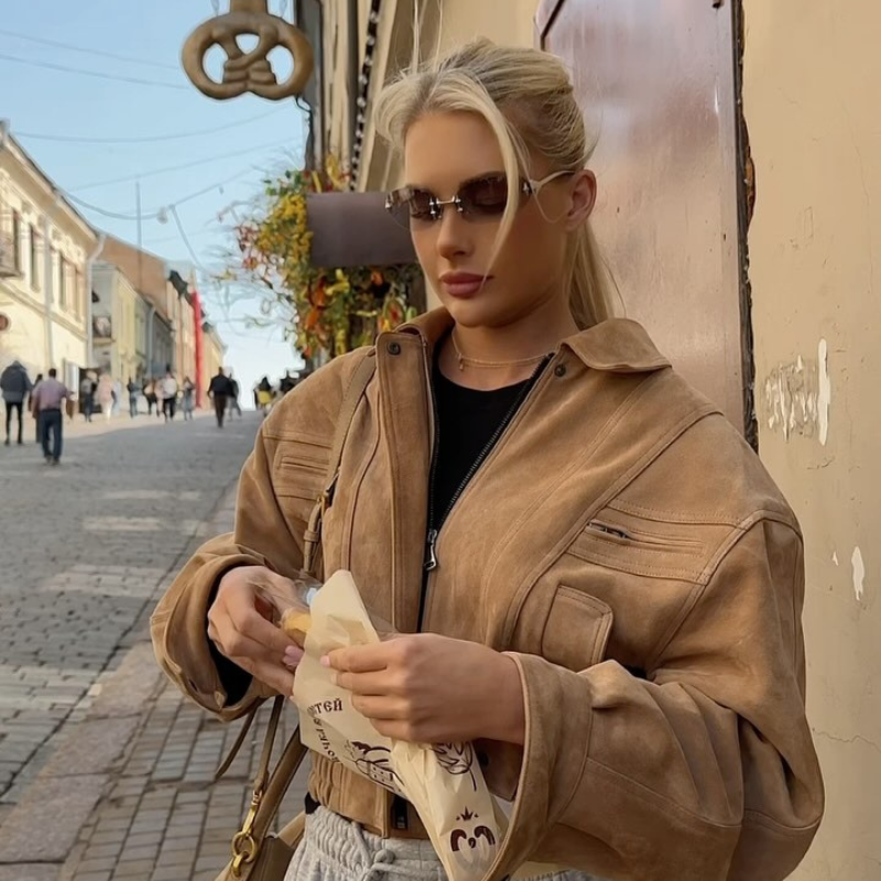 Veste automne femme en suédine légère-Amira