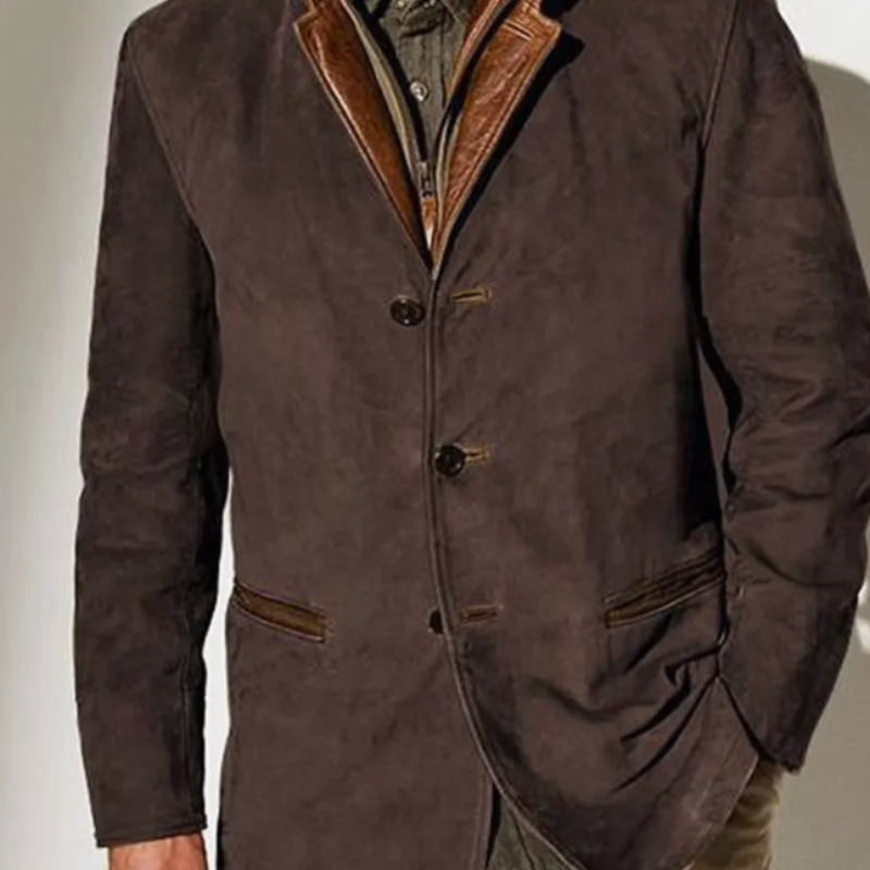 Veste automne homme décontracté avec finitions en simili-cuir -Pierre