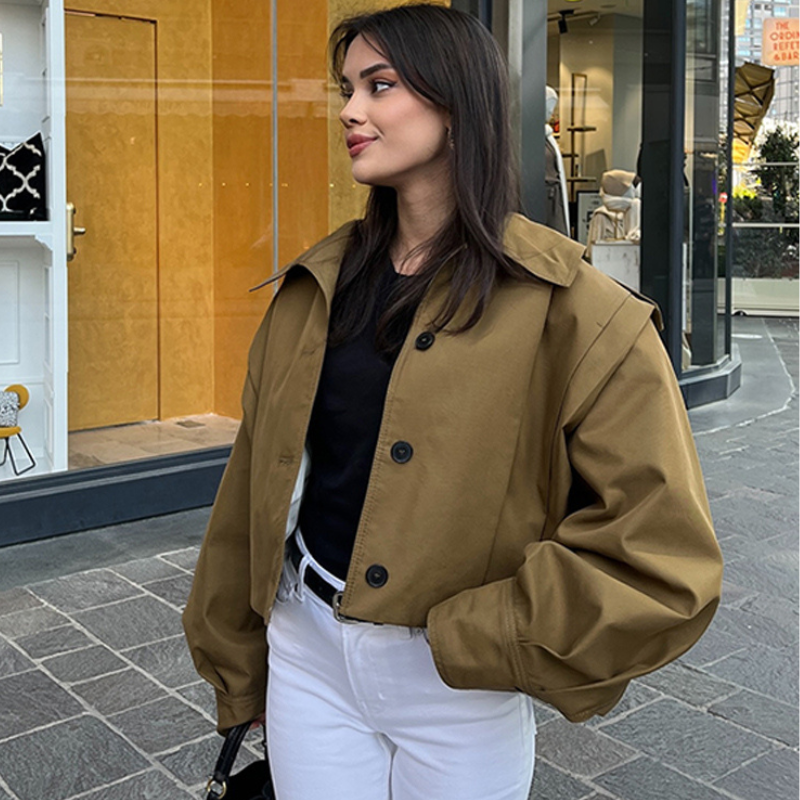 Veste automne femme oversize courte confortable - Mona