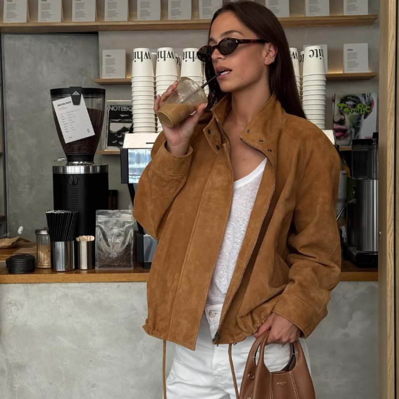 Veste automne femme en suédine légère-Amira