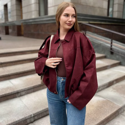 Veste automne femme daim tendance-Silvia