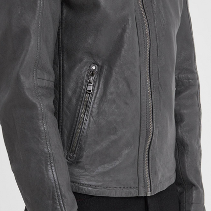 Veste automne homme en cuir style motard, élégante -Xavier