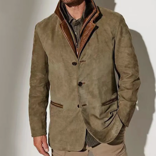 Veste automne homme décontracté avec finitions en simili-cuir -Pierre