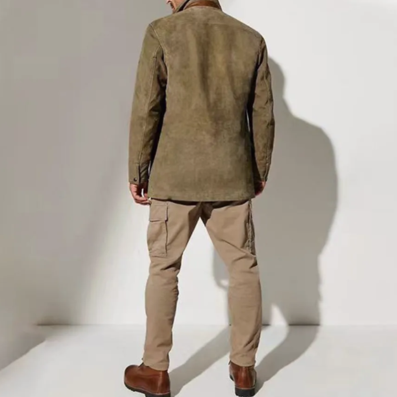 Veste automne homme décontracté avec finitions en simili-cuir -Pierre