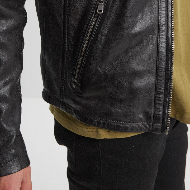 Veste automne homme en cuir style motard, élégante -Xavier