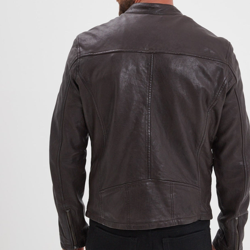 Veste automne homme en cuir style motard, élégante -Xavier