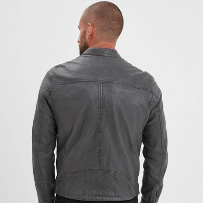 Veste automne homme en cuir style motard, élégante -Xavier