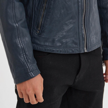 Veste automne homme en cuir style motard, élégante -Xavier