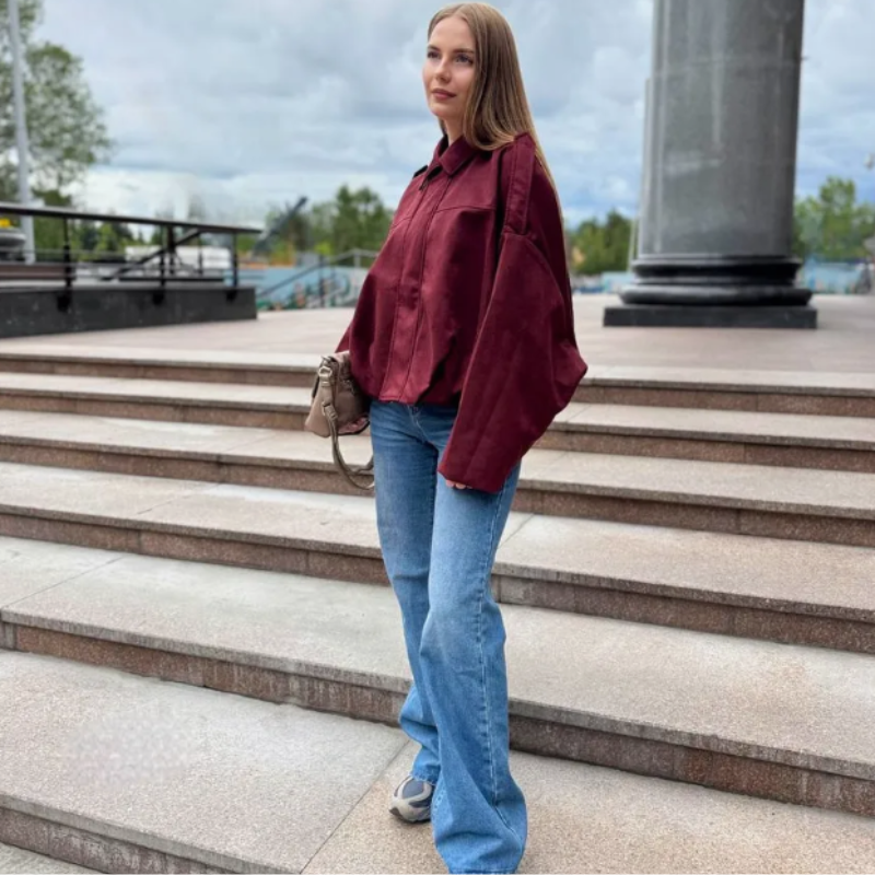 Veste automne femme daim tendance-Silvia