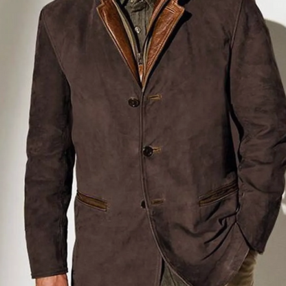 Veste automne homme décontracté avec finitions en simili-cuir -Pierre