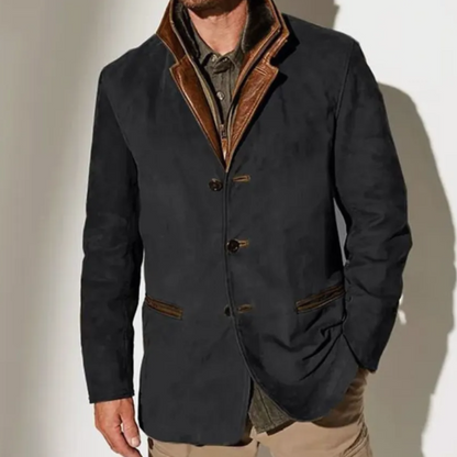 Veste automne homme décontracté avec finitions en simili-cuir -Pierre