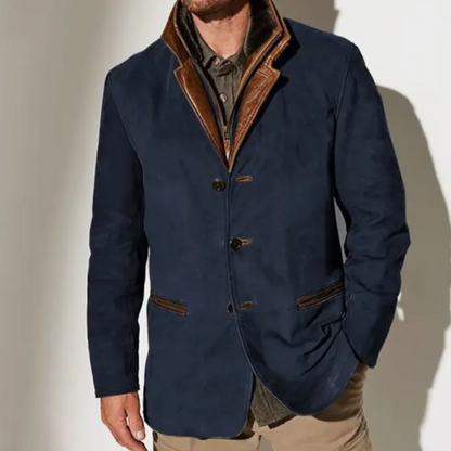 Veste automne homme décontracté avec finitions en simili-cuir -Pierre